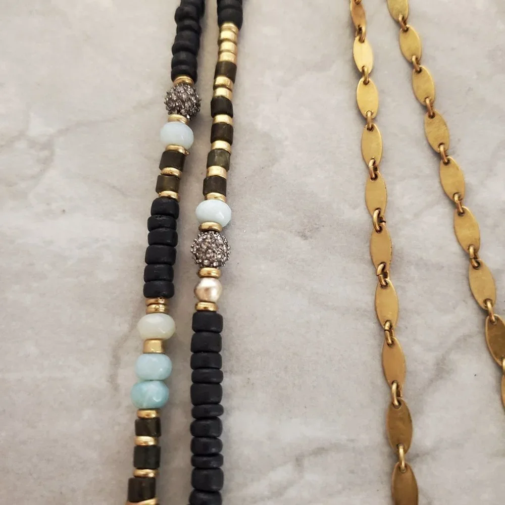 ✨ Stella and Dot Labradorite Artisan Druzy Beaded Stone Pave Rhinestone Pendant